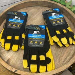 3 Pack XL Wells Lamont HydraHyde Heavy Duty Water Resistant Leather Work Gloves